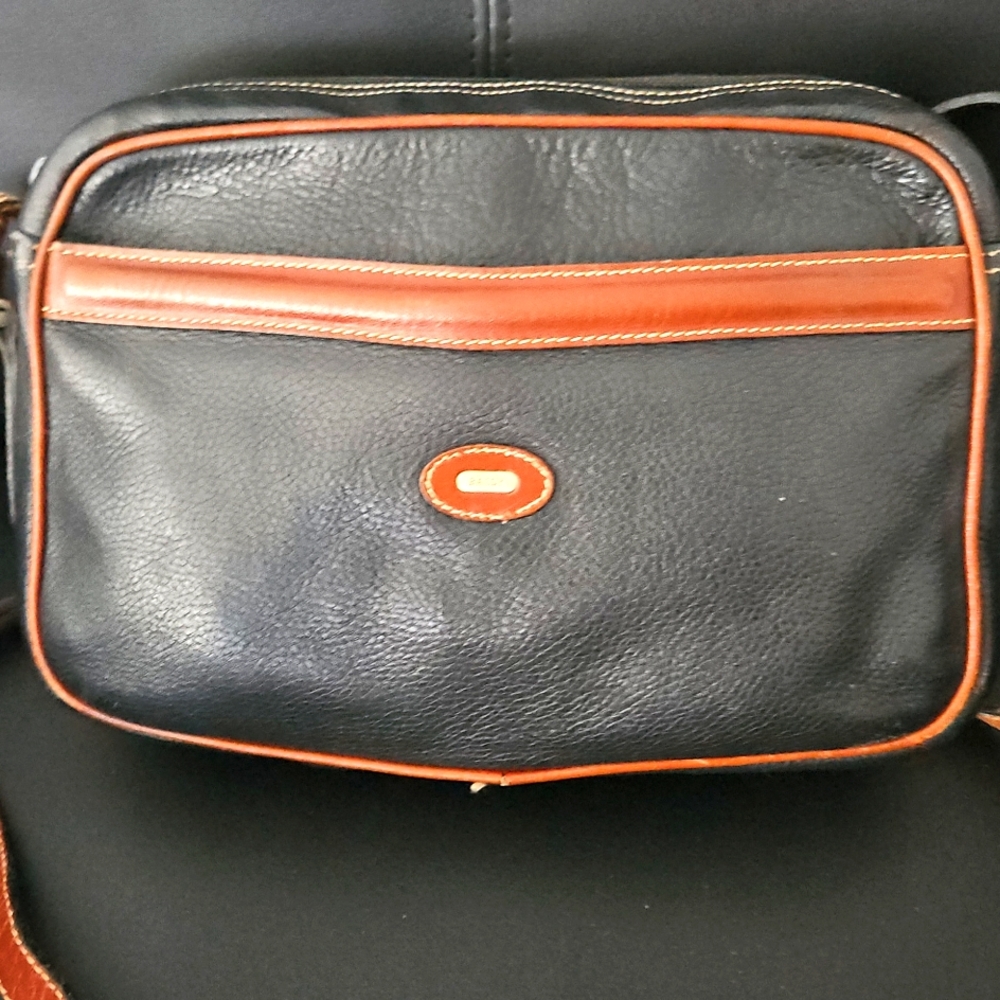 Bally Vintage Ladies Brown and Black Messenger Bag with Structured Design